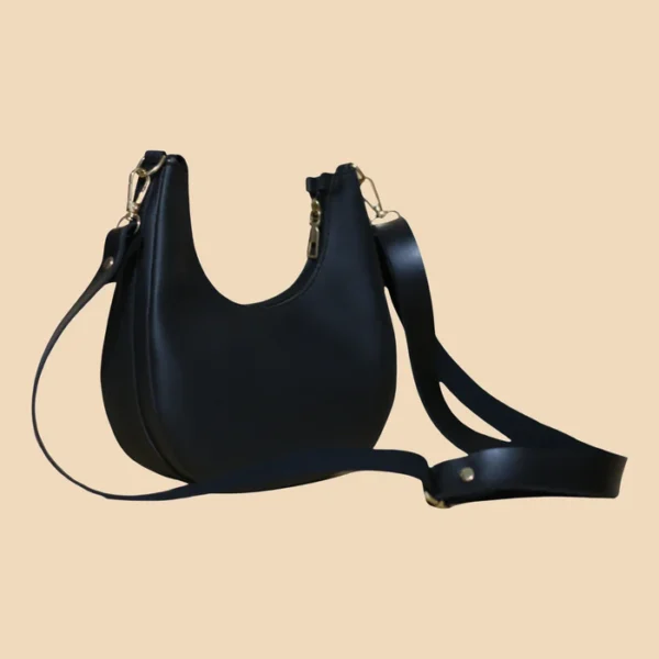 Classic Black Half Moon Crossbody Bag - Image 5