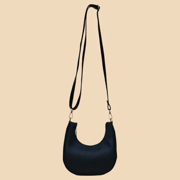 Classic Black Half Moon Crossbody Bag - Image 2