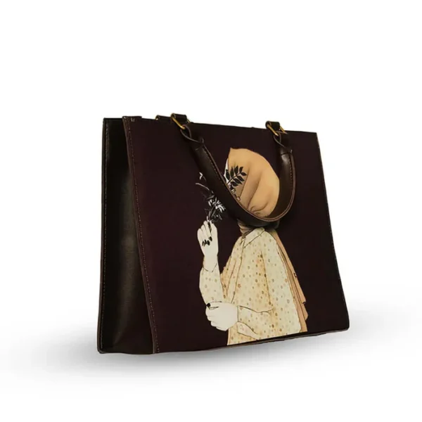 Hijab Girl Dark Brown Canvas Tote Bag - Image 2