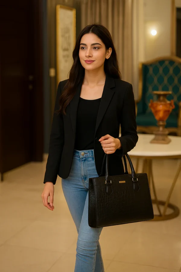 Croc Black Luxury 2 Pcs Tote Set - Image 6