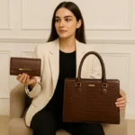 Croc Coffee Brown Luxury 2 Pcs Tote Set