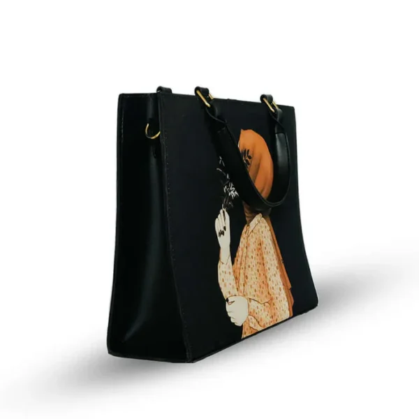 Hijab Girl Black Canvas Tote Bag - Image 2