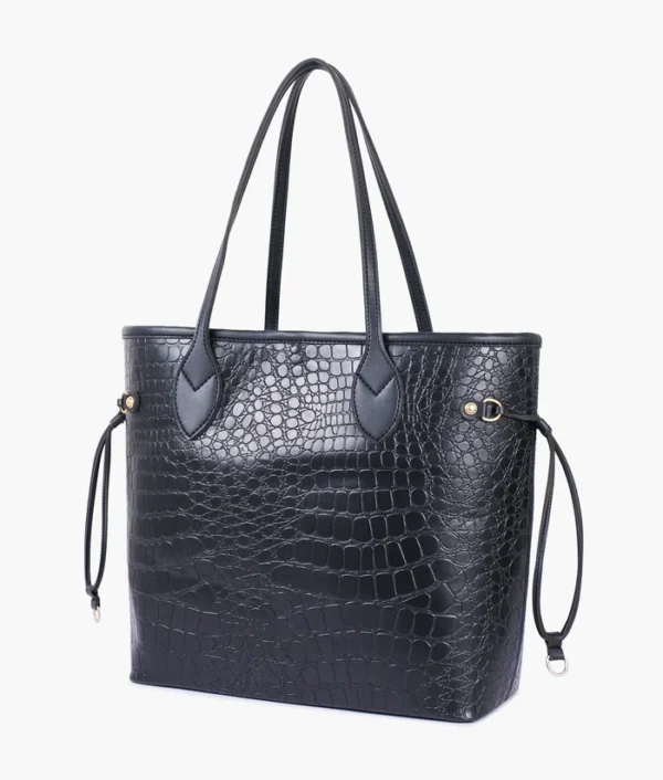 Black Luxury Crocodial Tote Bag - Image 4