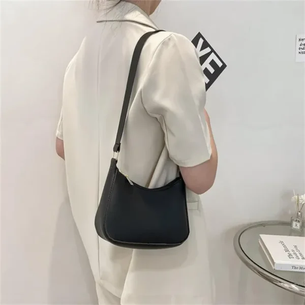 Black Half Moon Crossbody Bag - Image 3